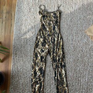 Mew mews snake skin jumpsuit with strappy back